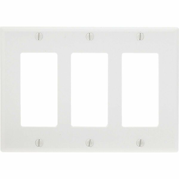 Leviton Decora 3-Gang Smooth Plastic Rocker Decorator Wall Plate, White 005-80411-00W